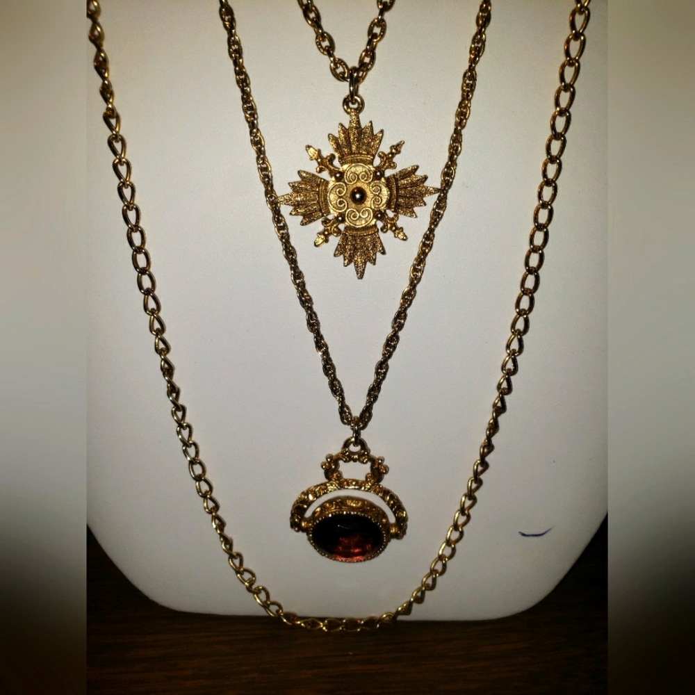 Goldette NY Vintage Amethyst 3 Strand Necklace